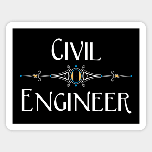 Civil Engineer Decorative Line White Text Sticker